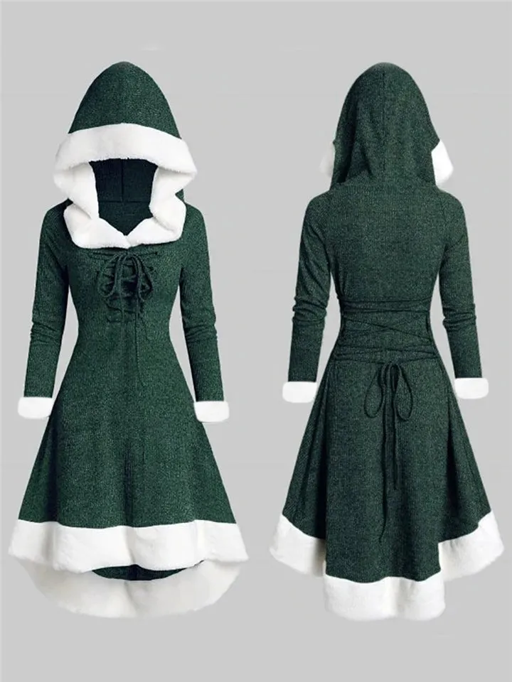 Fashion Warm Long Sleeve Hooded Dresses for Winter