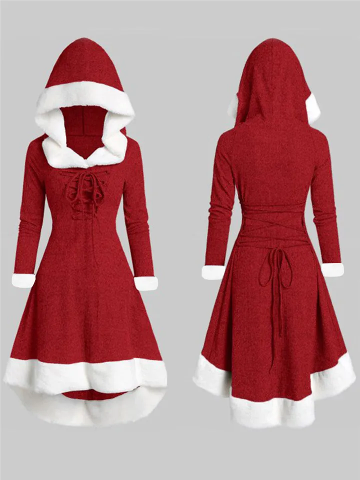 Fashion Warm Long Sleeve Hooded Dresses for Winter