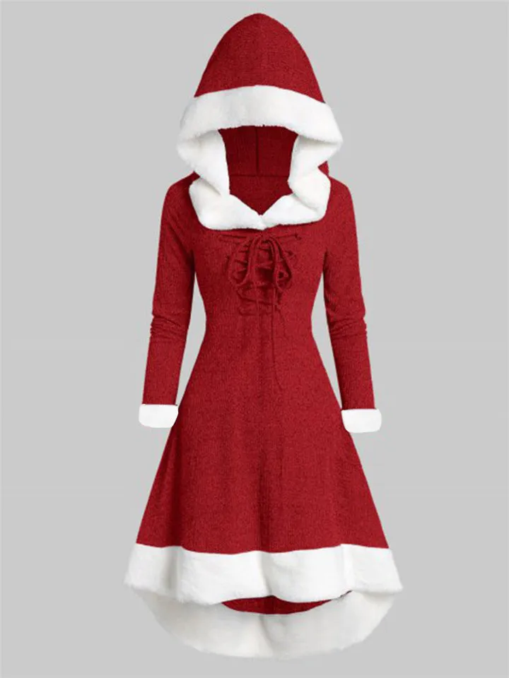 Fashion Warm Long Sleeve Hooded Dresses for Winter