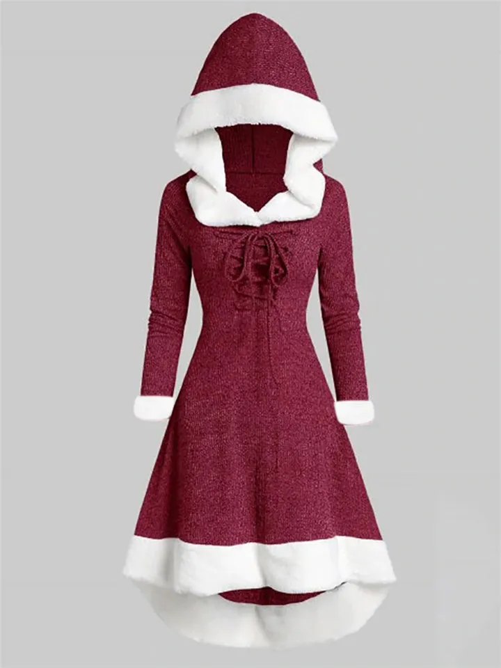 Fashion Warm Long Sleeve Hooded Dresses for Winter