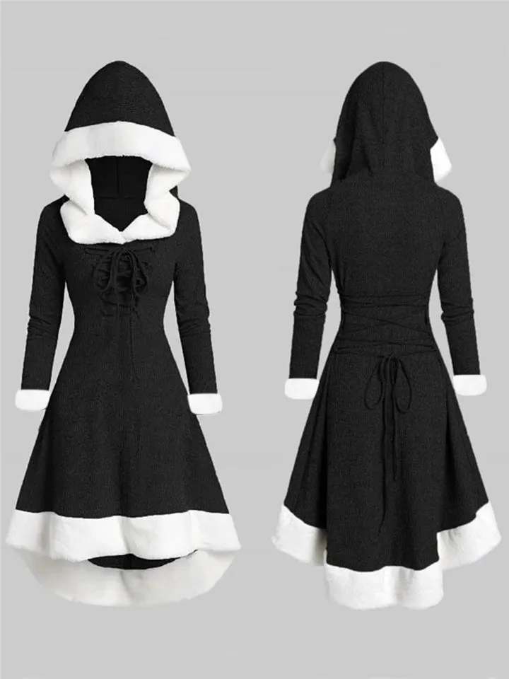 Fashion Warm Long Sleeve Hooded Dresses for Winter