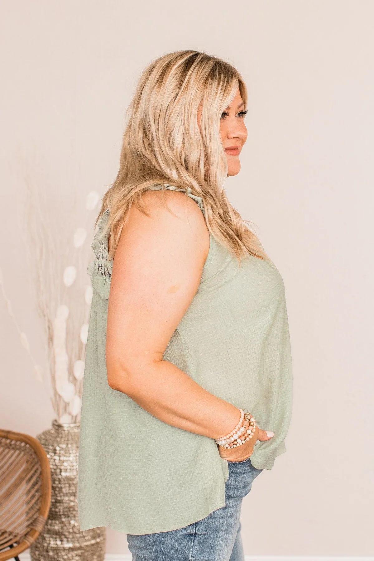 Fields Of Love Patterned Blouse- Light Sage