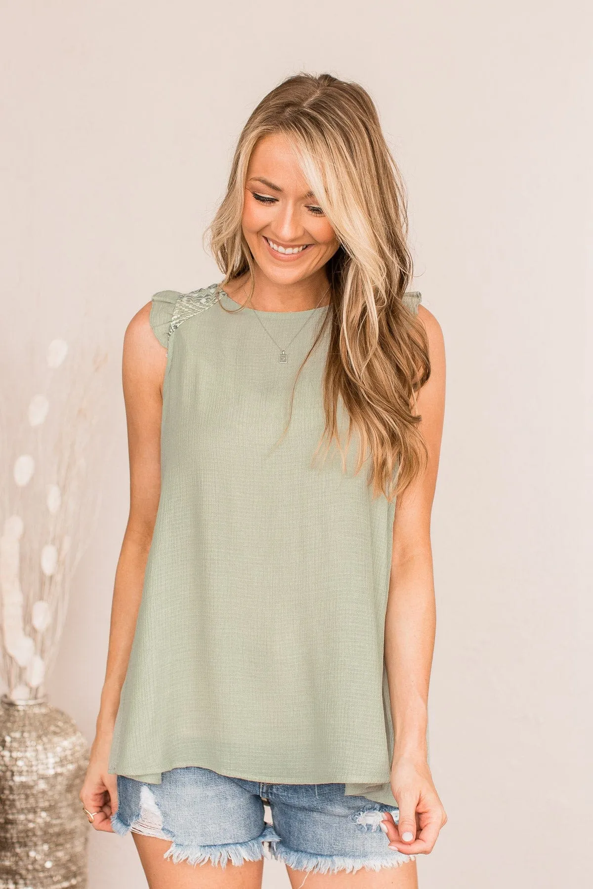 Fields Of Love Patterned Blouse- Light Sage