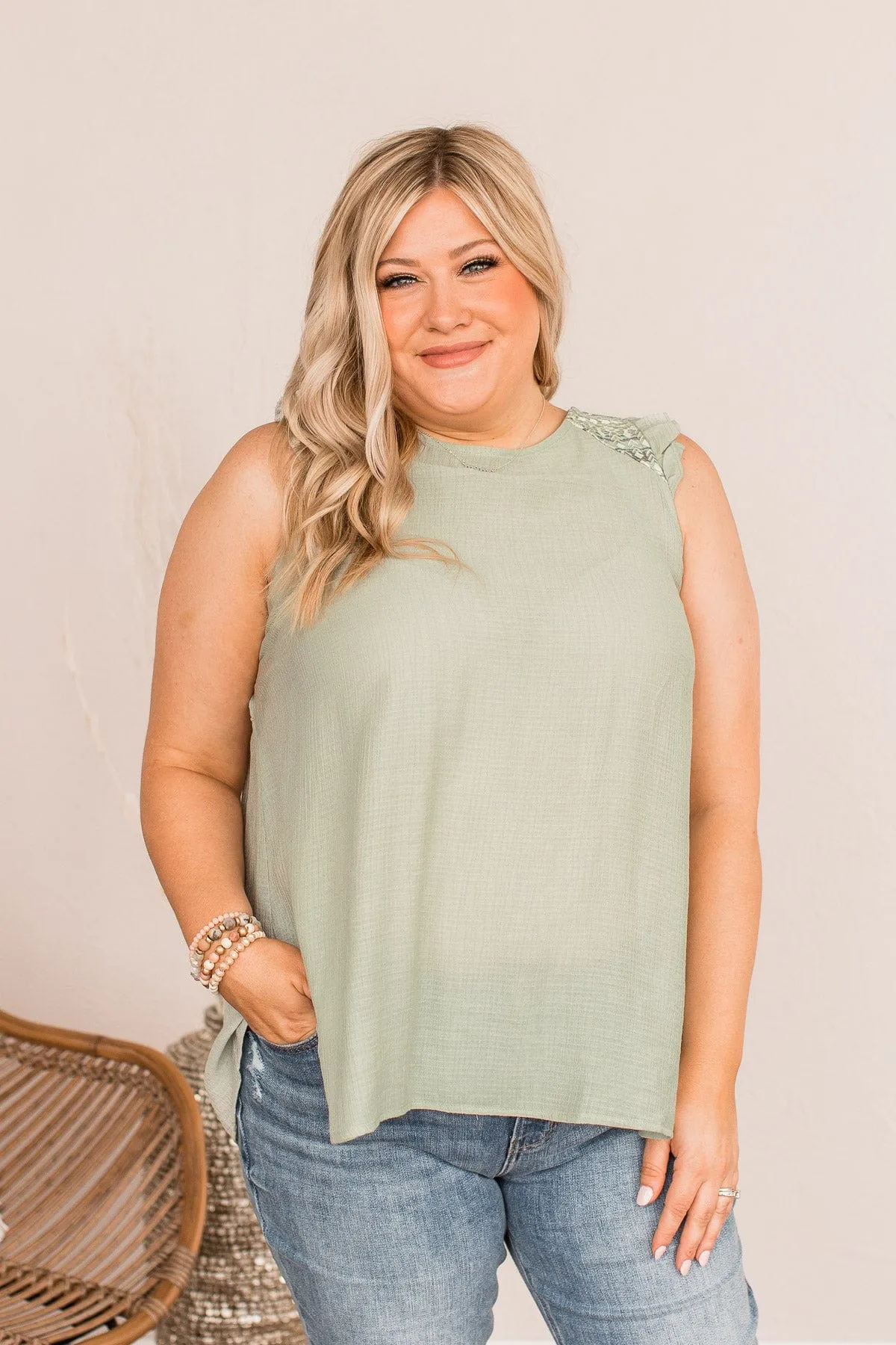 Fields Of Love Patterned Blouse- Light Sage