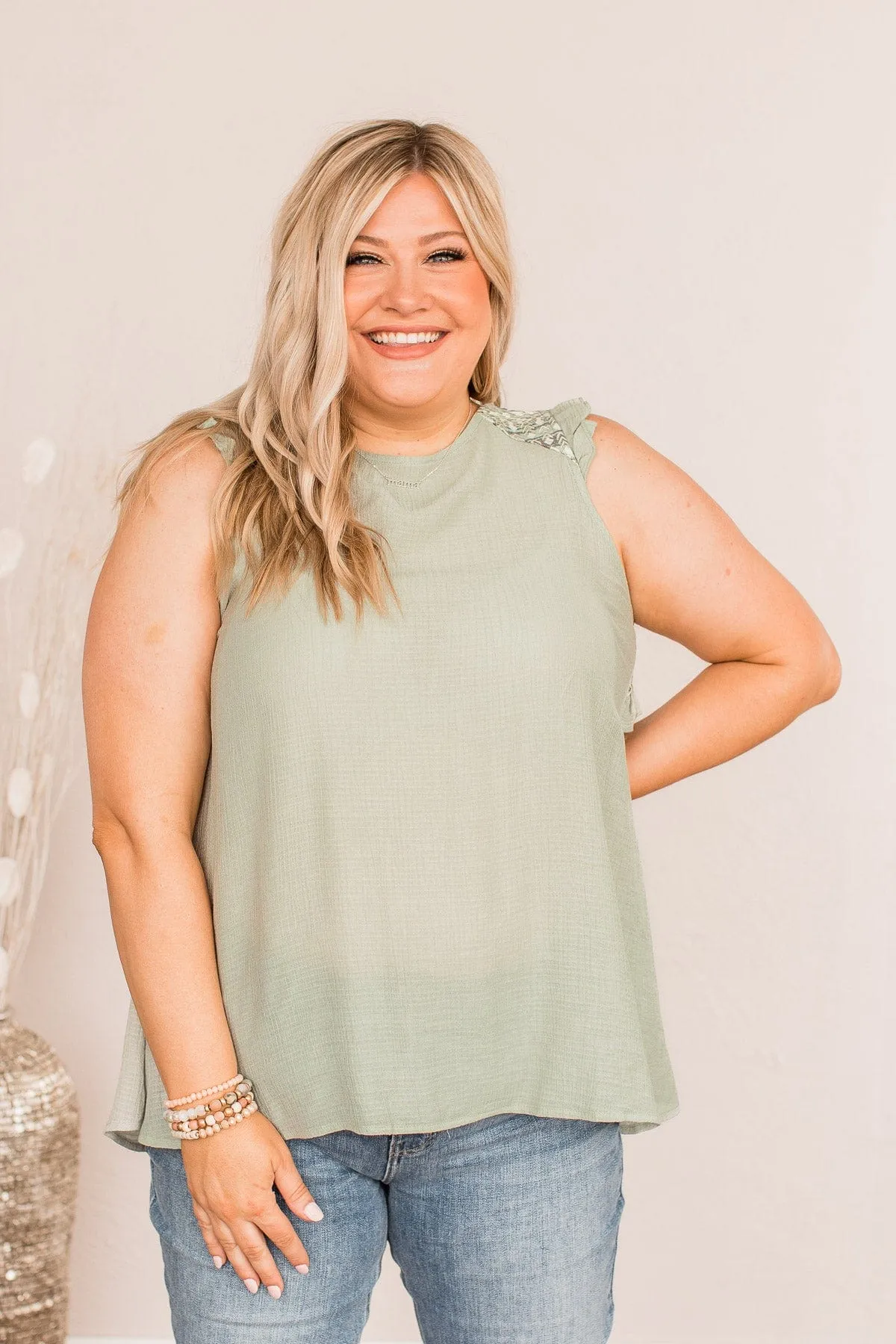 Fields Of Love Patterned Blouse- Light Sage