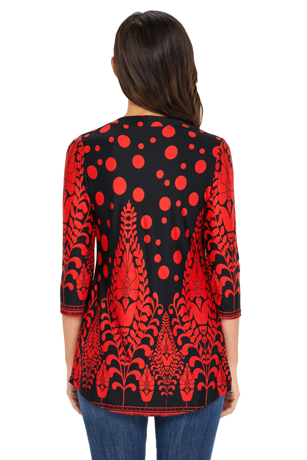 Floral Notch Neck Pin-tuck Tunic
