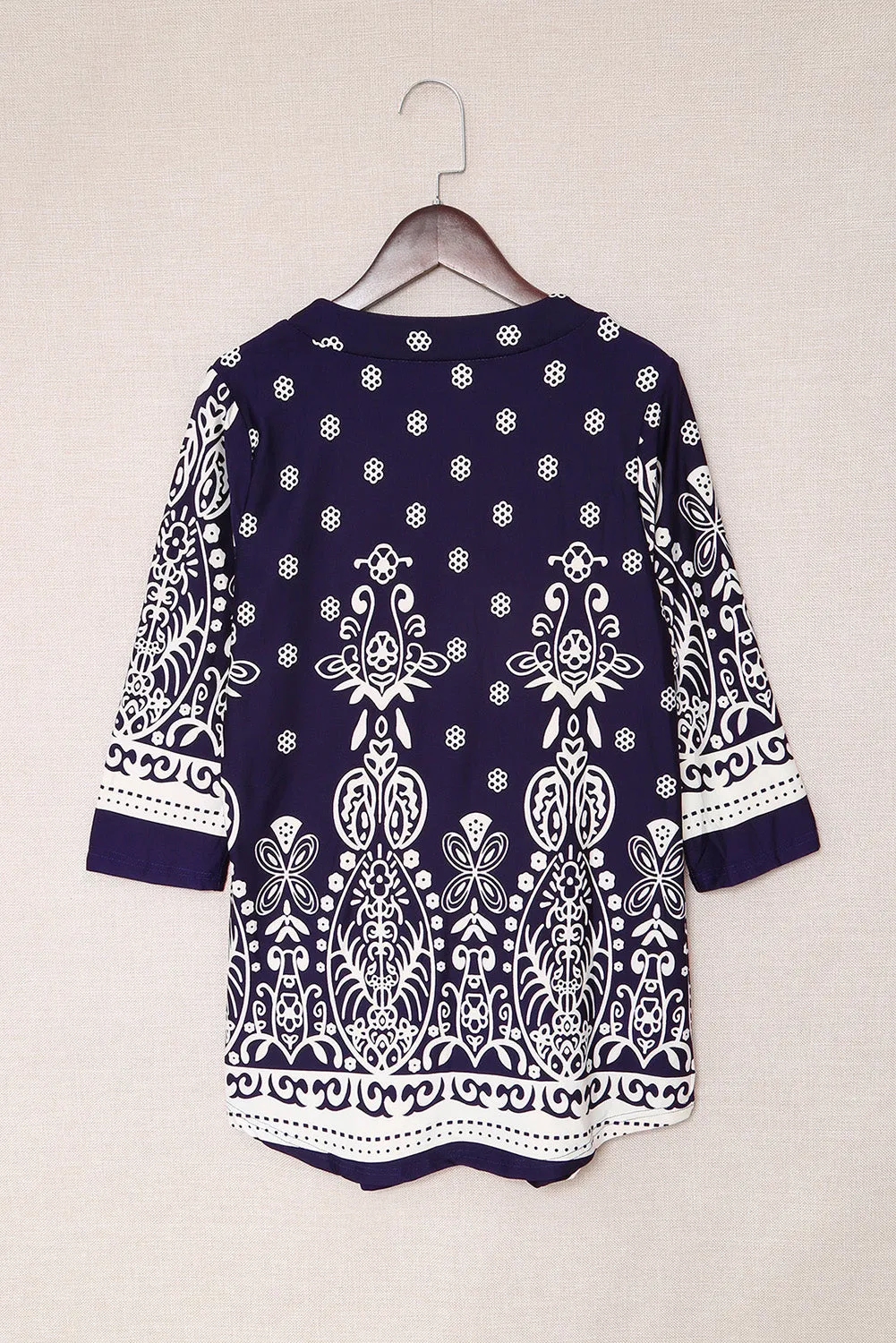 Floral Notch Neck Pin-tuck Tunic