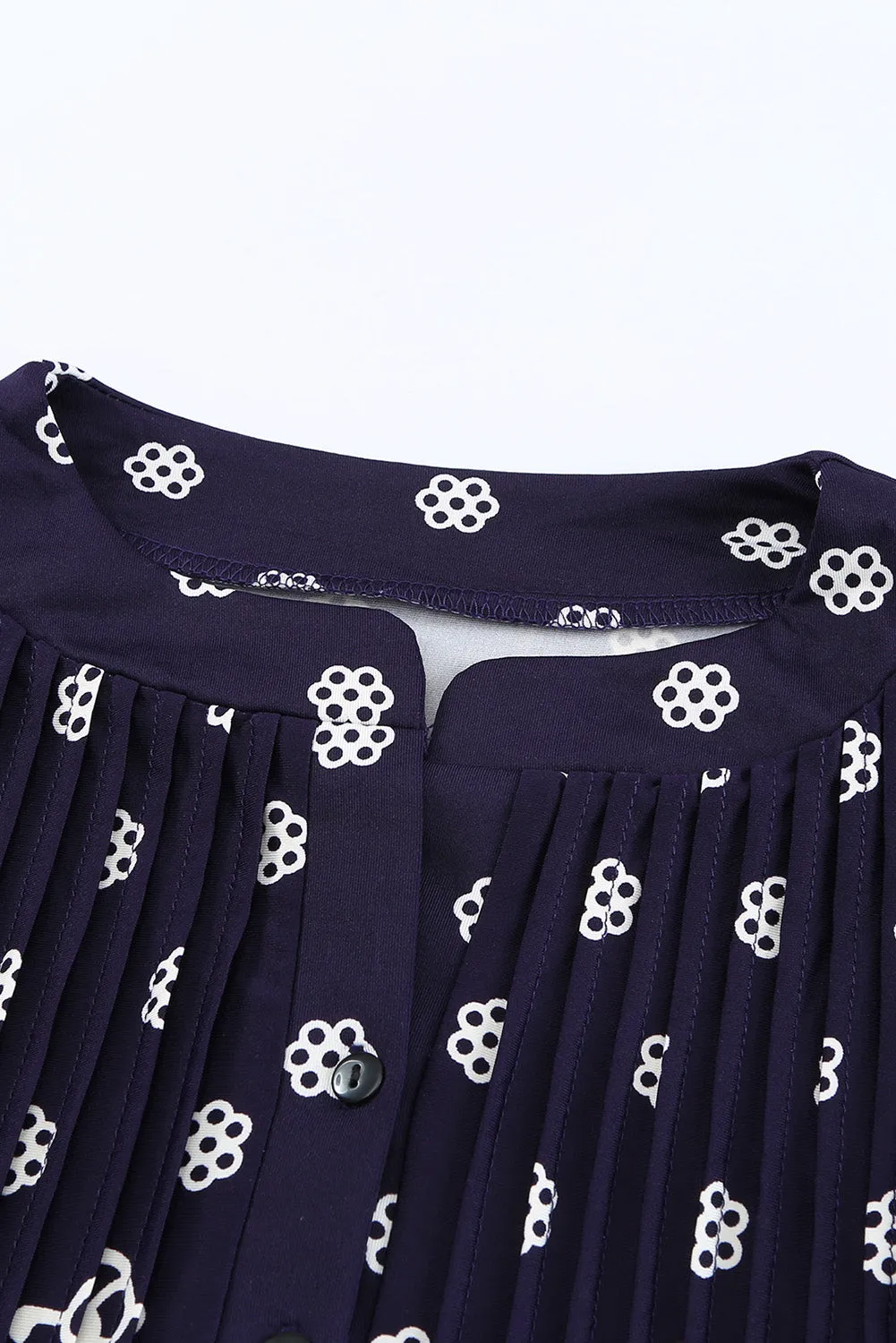 Floral Notch Neck Pin-tuck Tunic