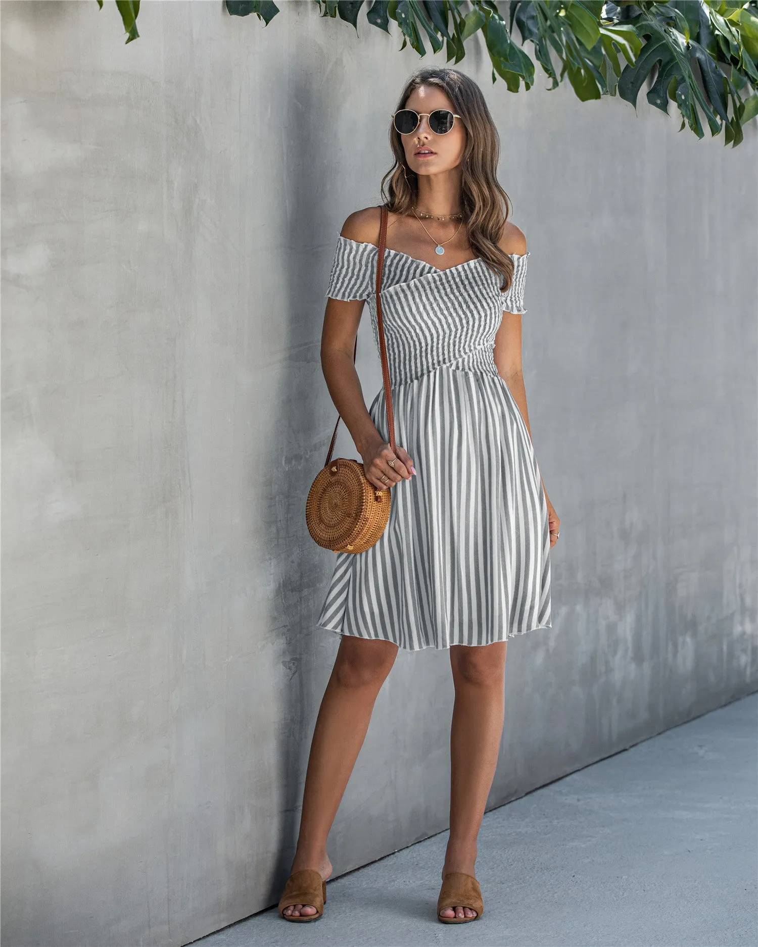 Fringe Off The Shoulder Strapless Mini Dresses