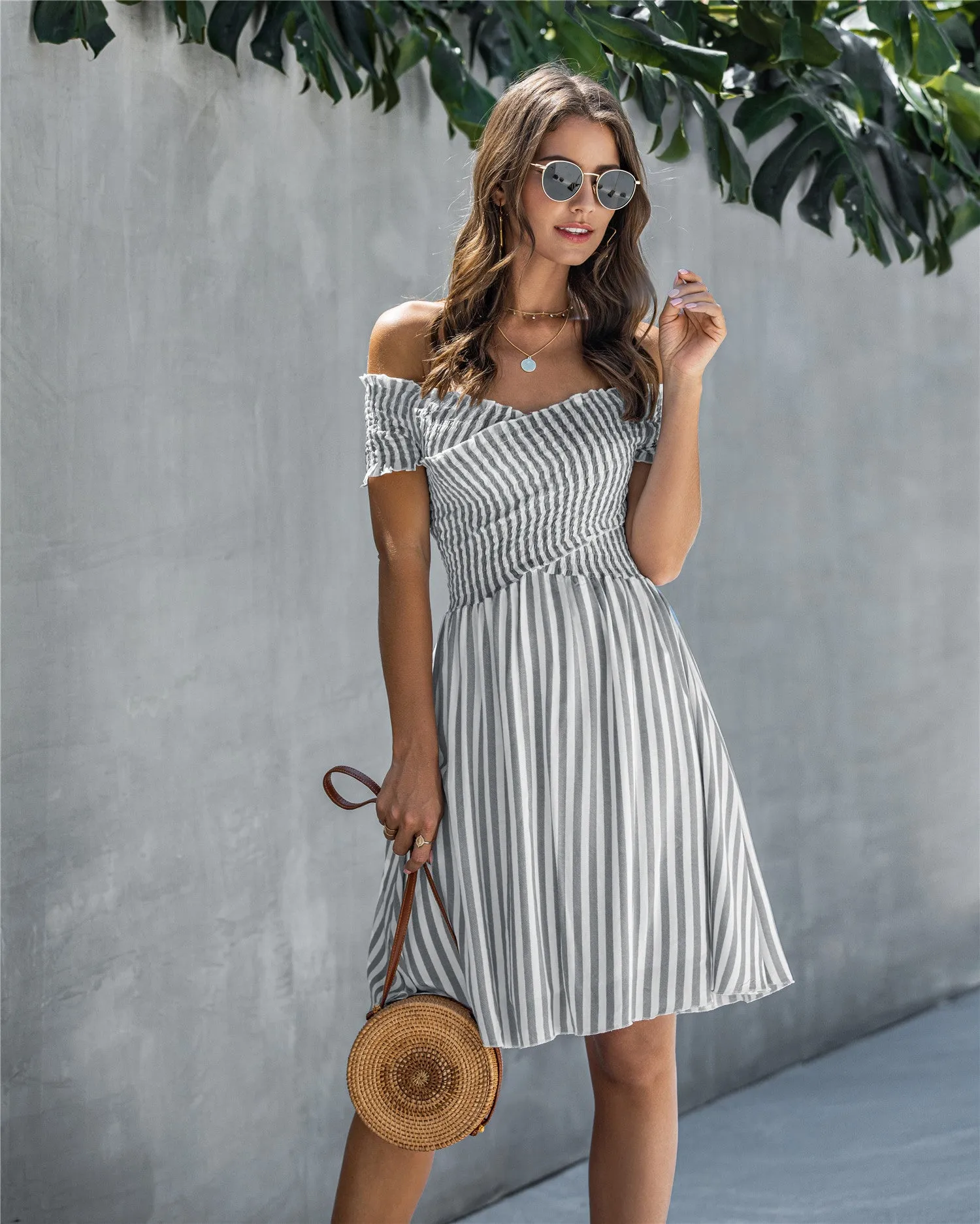 Fringe Off The Shoulder Strapless Mini Dresses
