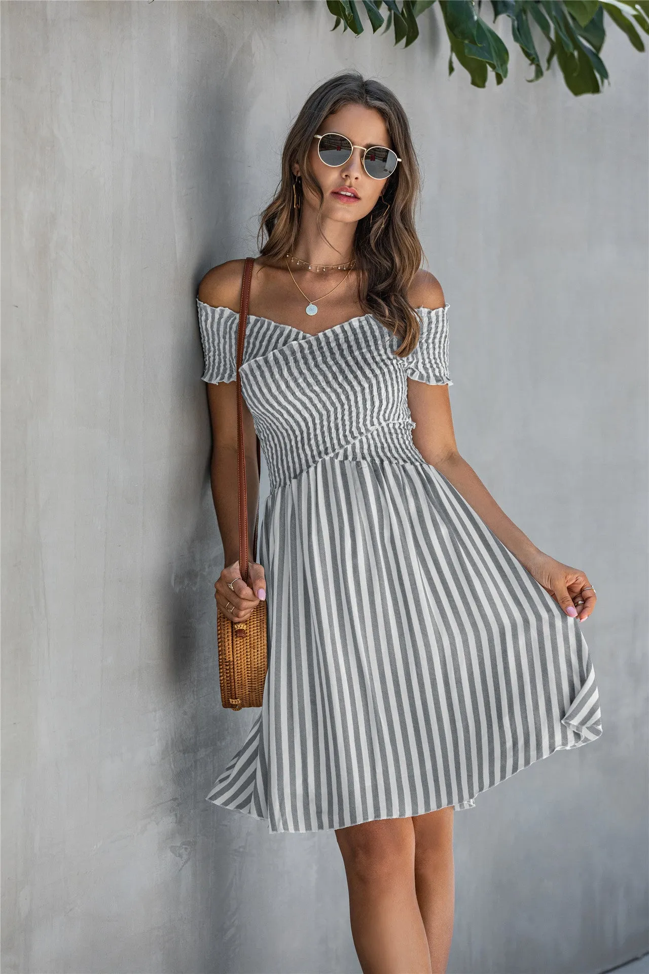 Fringe Off The Shoulder Strapless Mini Dresses