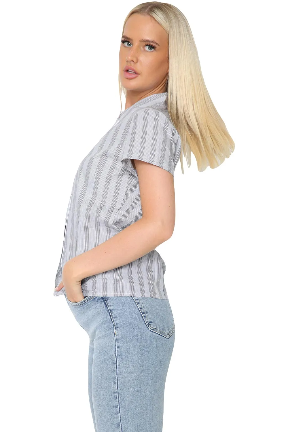 Front Button-Up Short Sleeve Shirt