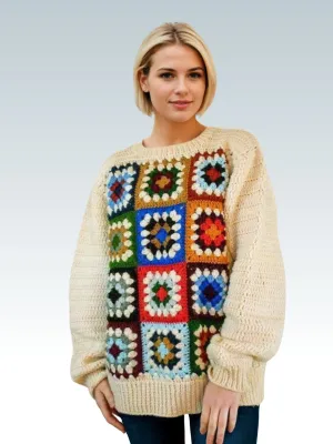 Front Panel Granny Square Sweater