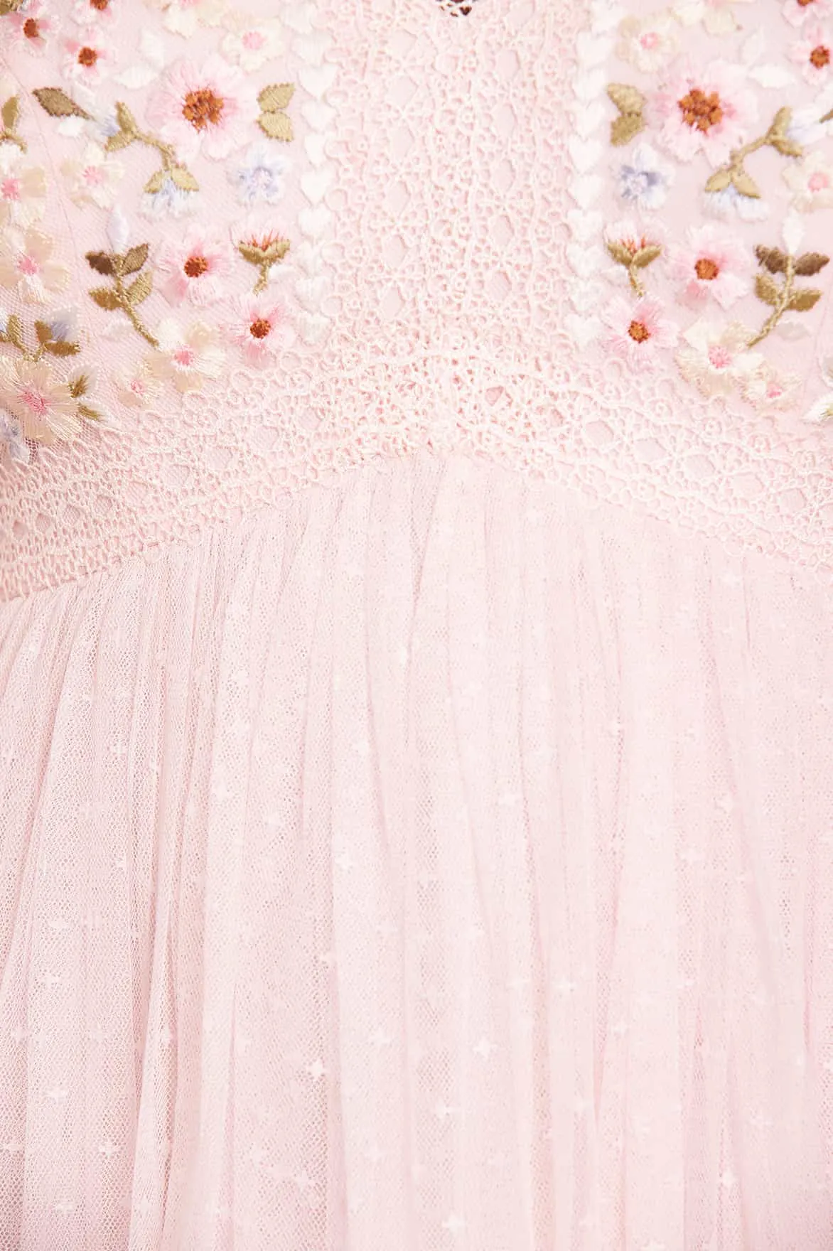 Garland Ribbon Bodice Ankle Gown