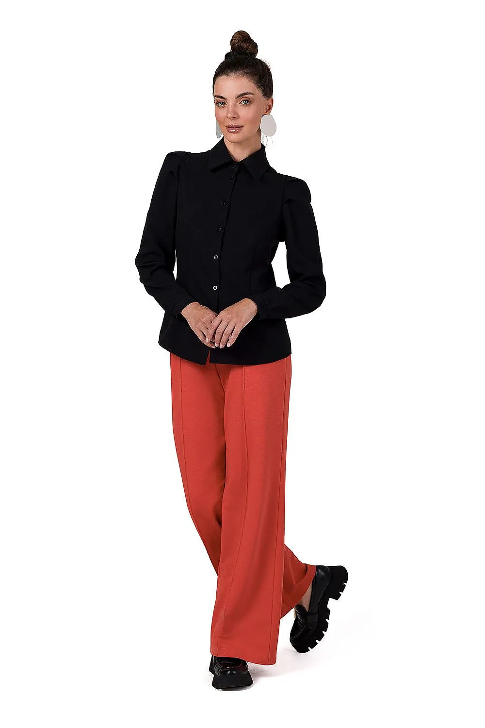 Gathered Front Long-Sleeve Shirt