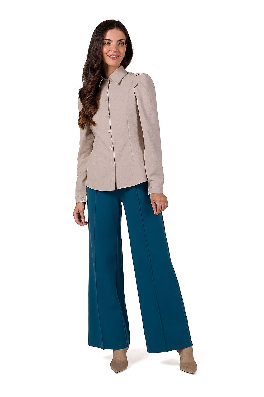 Gathered Front Long-Sleeve Shirt
