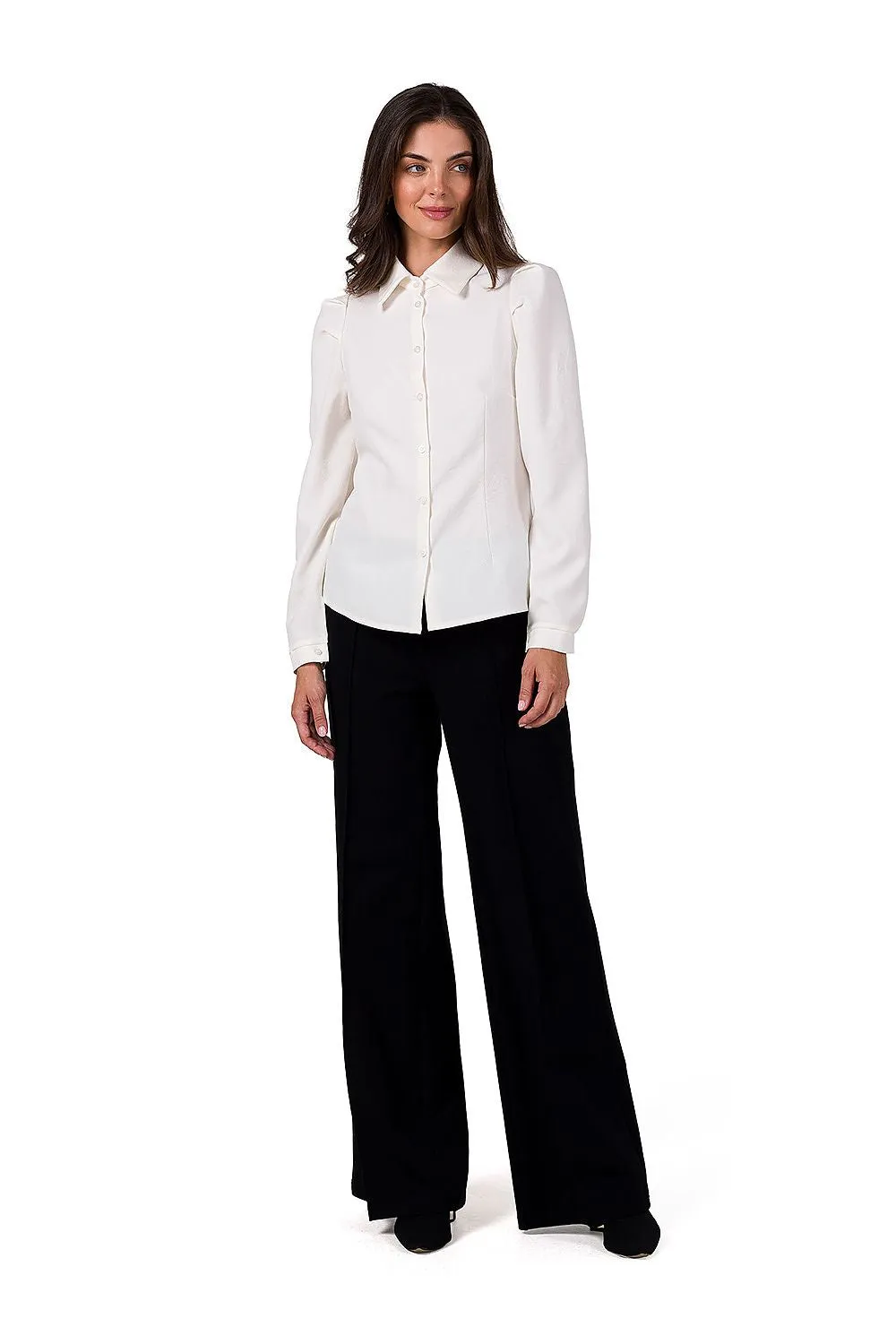 Gathered Front Long-Sleeve Shirt
