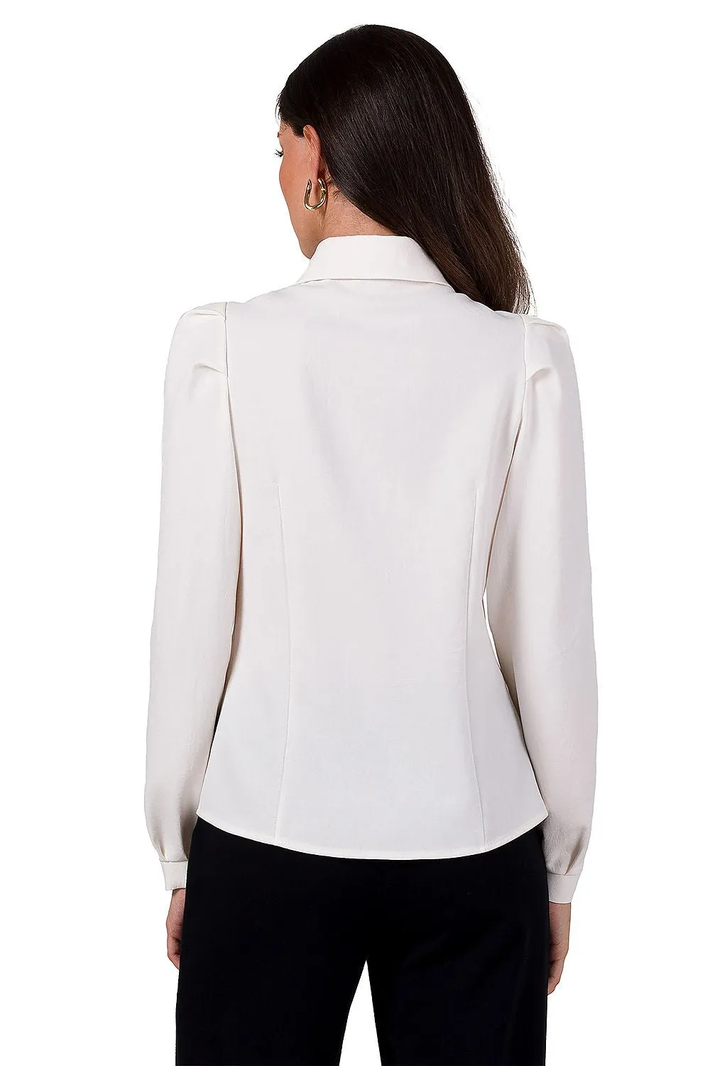 Gathered Front Long-Sleeve Shirt