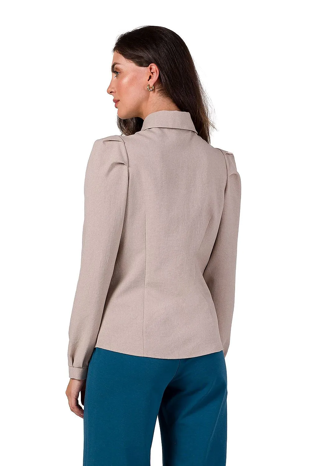 Gathered Front Long-Sleeve Shirt
