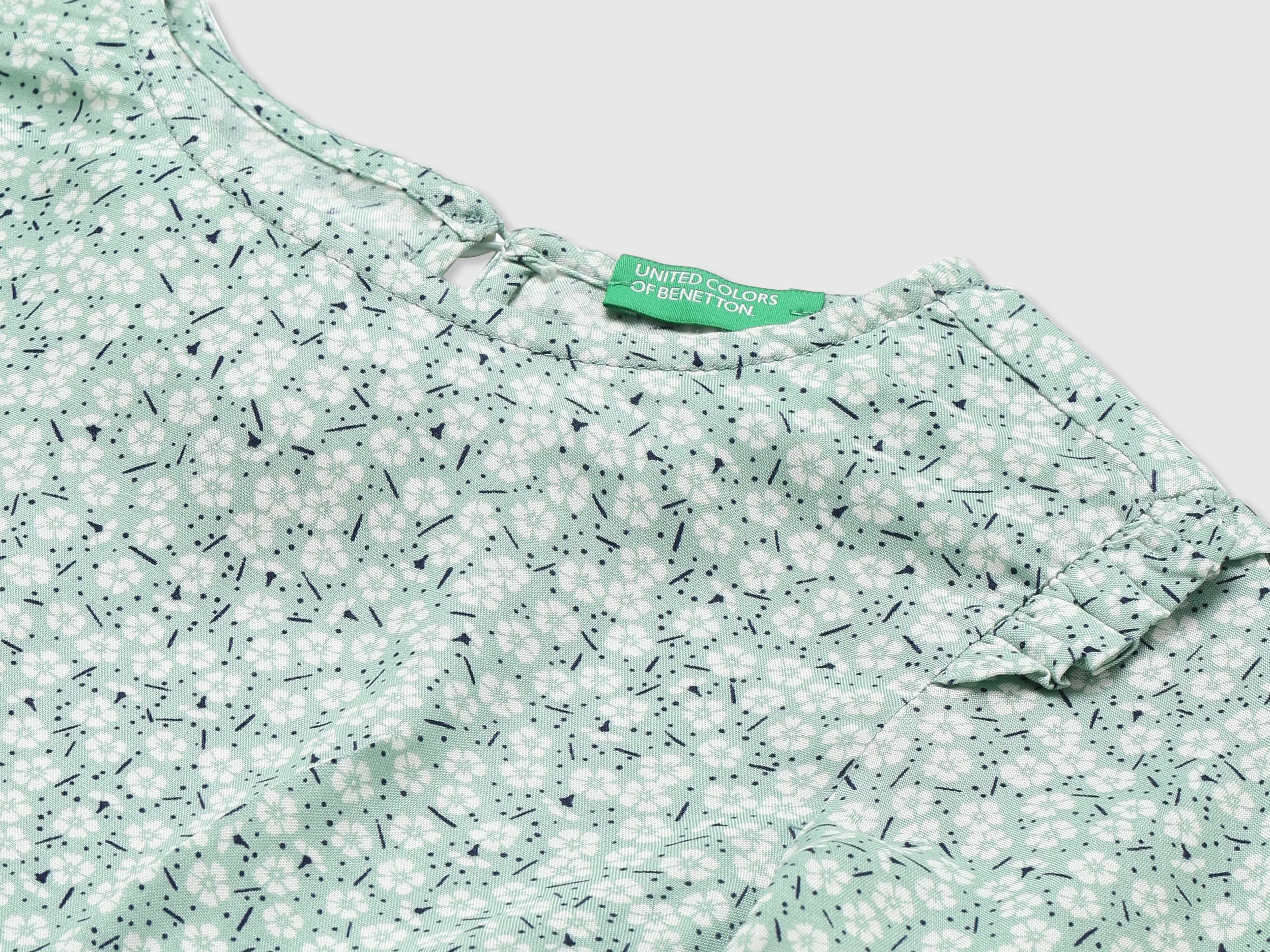 Girls Floral Teal Dress