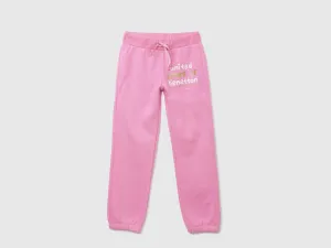 Girls Pink Knitted Logo Joggers