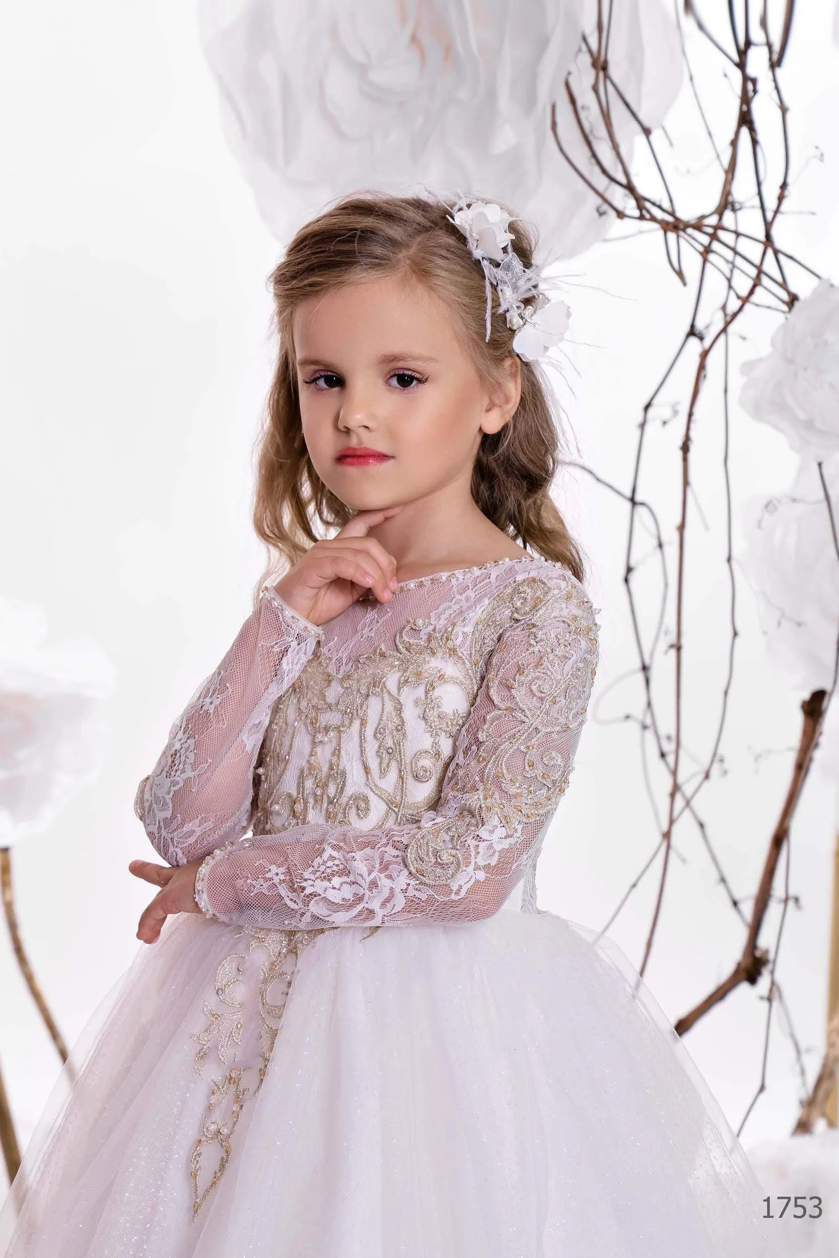Girls Sparkly Soft Tulle Dress with Sleeves