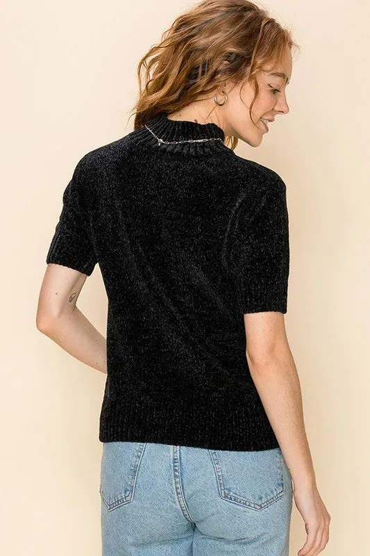GIZA SHORT SLEEVE CHENILLE SWEATER
