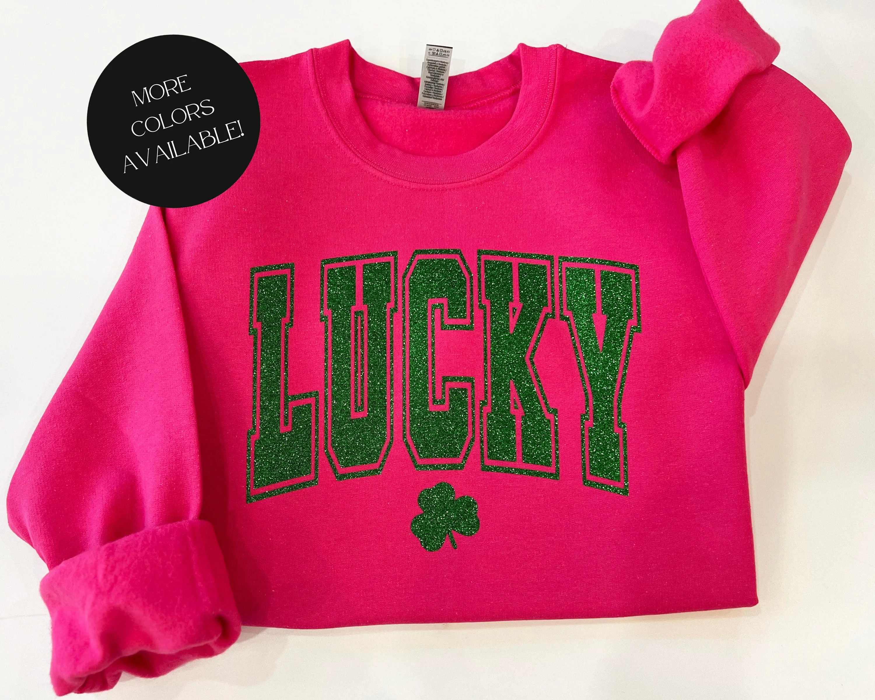 Glitter lucky sweatshirt, St. Patricks day sweater, Shamrock sparkle shirt, St. paddys day top, lucky clover top, St. patty's day crewneck