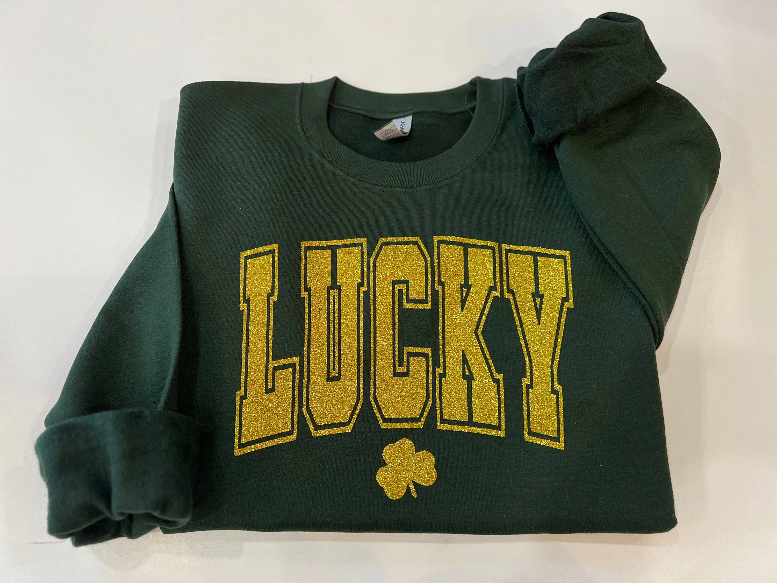 Glitter lucky sweatshirt, St. Patricks day sweater, Shamrock sparkle shirt, St. paddys day top, lucky clover top, St. patty's day crewneck