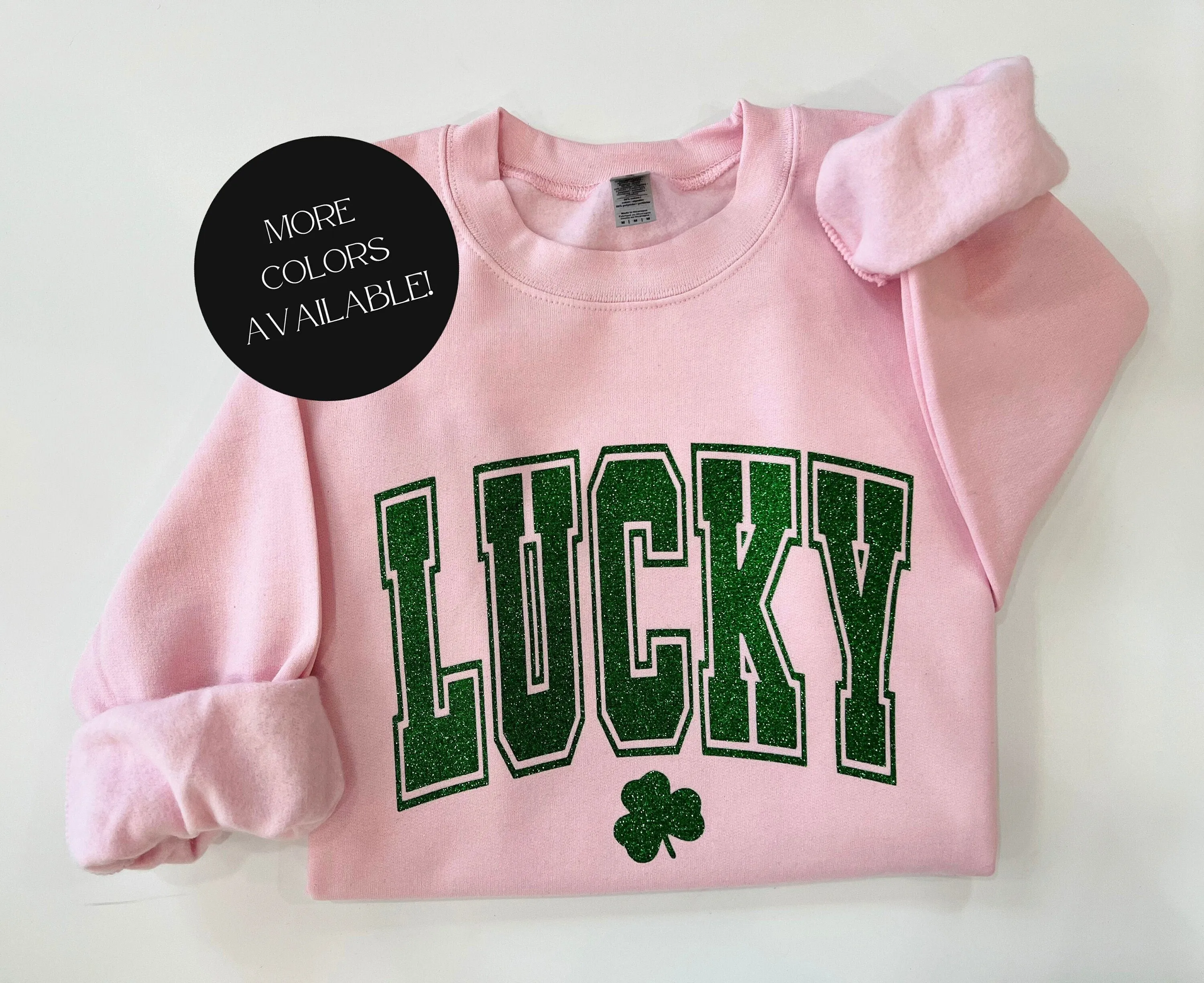 Glitter lucky sweatshirt, St. Patricks day sweater, Shamrock sparkle shirt, St. paddys day top, lucky clover top, St. patty's day crewneck