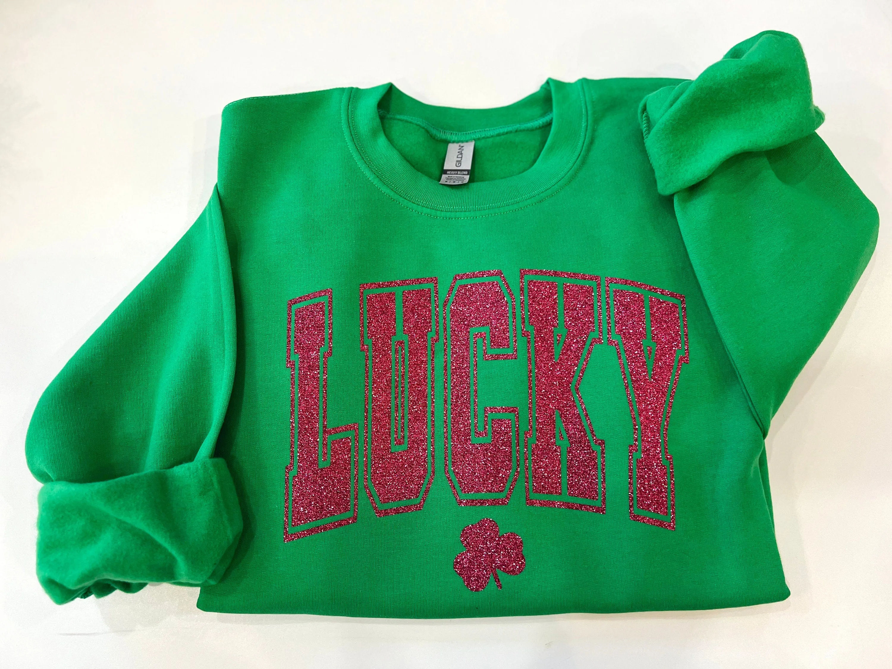 Glitter lucky sweatshirt, St. Patricks day sweater, Shamrock sparkle shirt, St. paddys day top, lucky clover top, St. patty's day crewneck