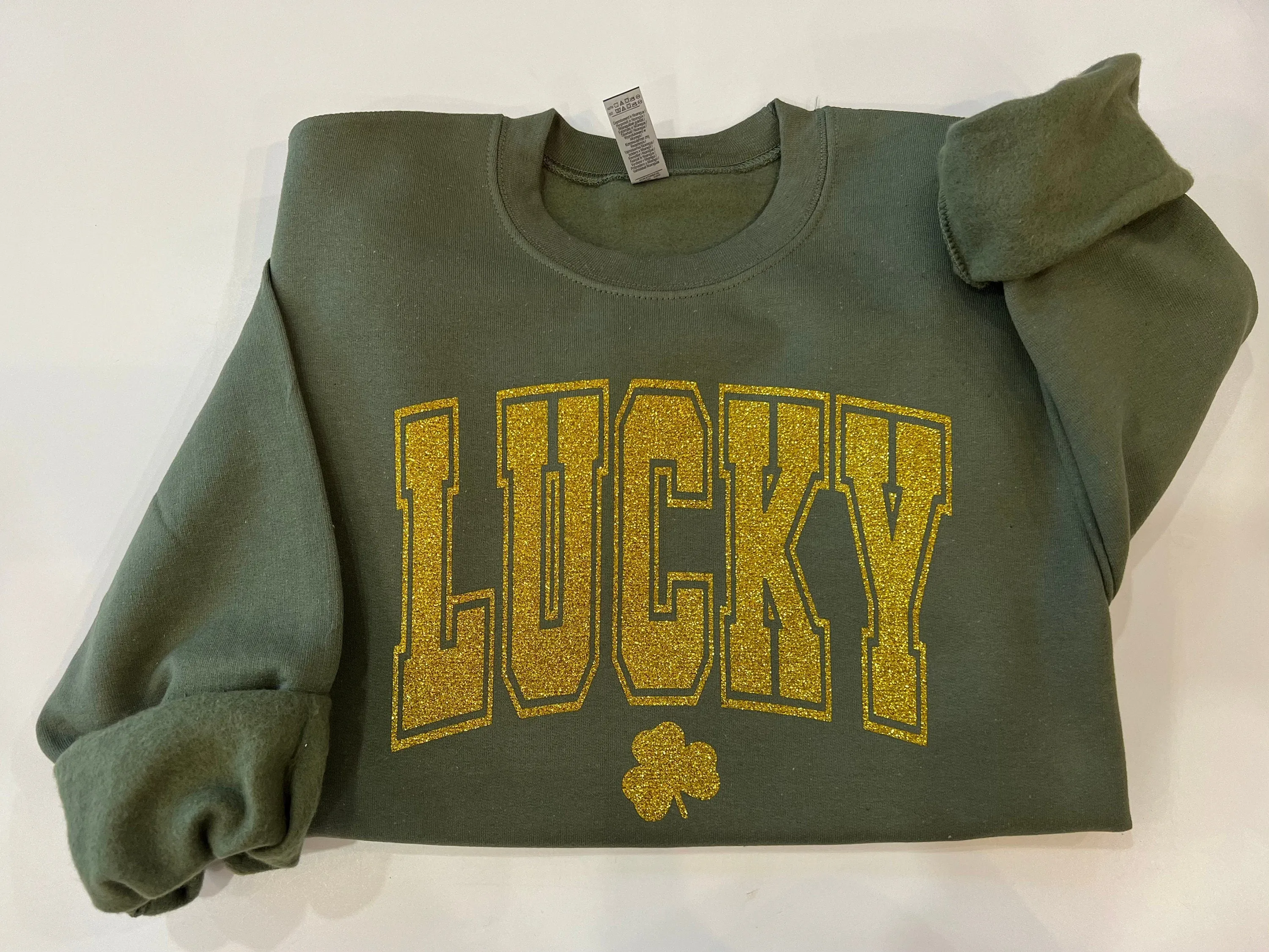 Glitter lucky sweatshirt, St. Patricks day sweater, Shamrock sparkle shirt, St. paddys day top, lucky clover top, St. patty's day crewneck
