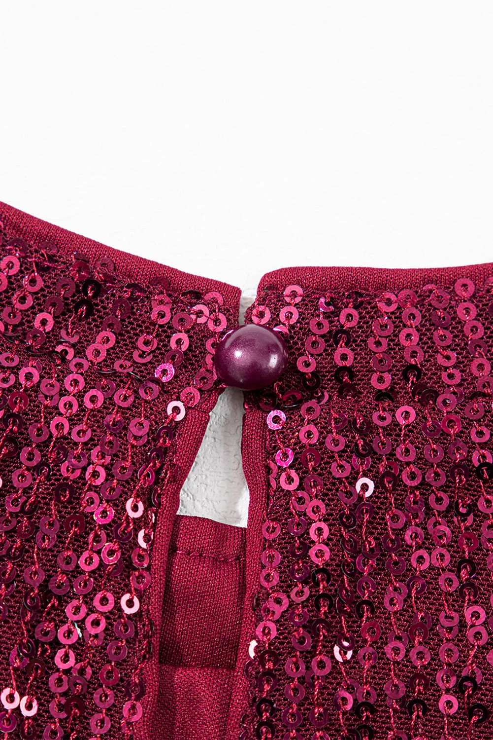 Glittering Sequin Short Bubble Sleeve Blouse