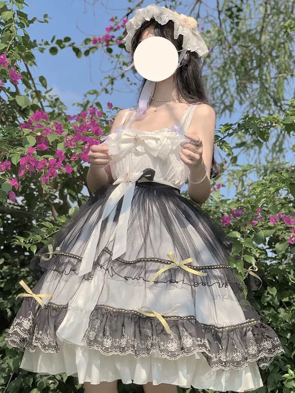 Gothic Lolita Dresses Bows Ruffles Black Black