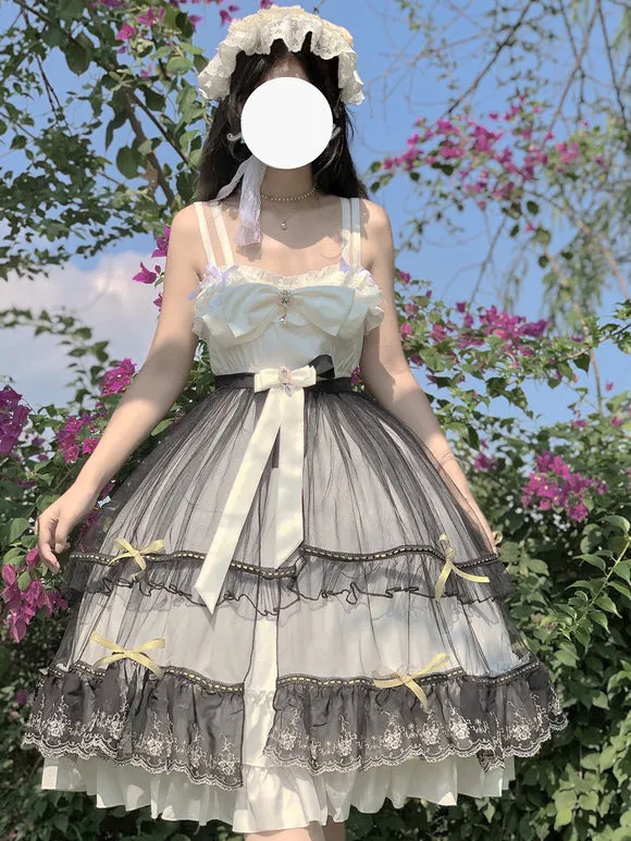 Gothic Lolita Dresses Bows Ruffles Black Black