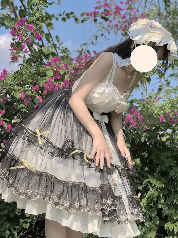 Gothic Lolita Dresses Bows Ruffles Black Black