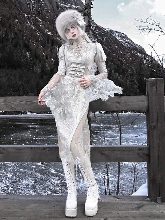 Gothic Lolita Dresses Lace Floral Print 
