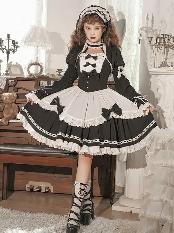Gothic Lolita Dresses Ruffles Bows Black