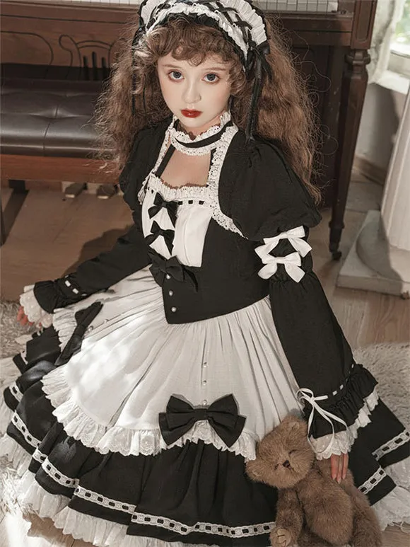 Gothic Lolita Dresses Ruffles Bows Black