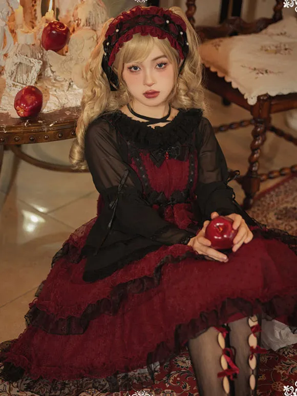 Gothic Lolita Dresses Ruffles Bows Burgundy Burgundy