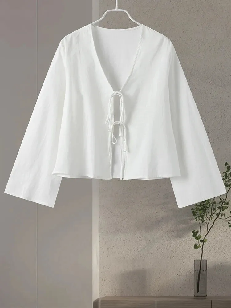Graciela® | Women's linen blouse, light and airy with ties