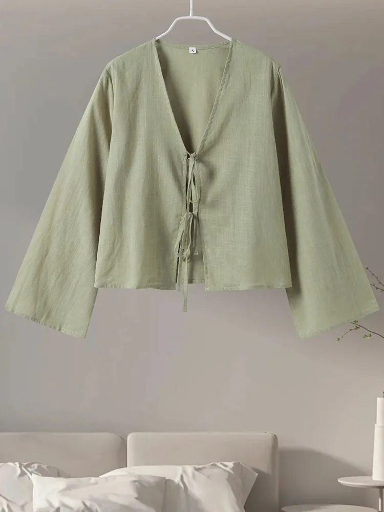 Graciela® | Women's linen blouse, light and airy with ties
