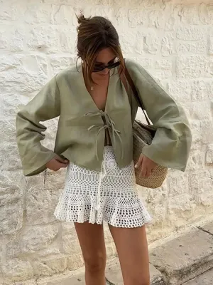 Graciela® | Women's linen blouse, light and airy with ties