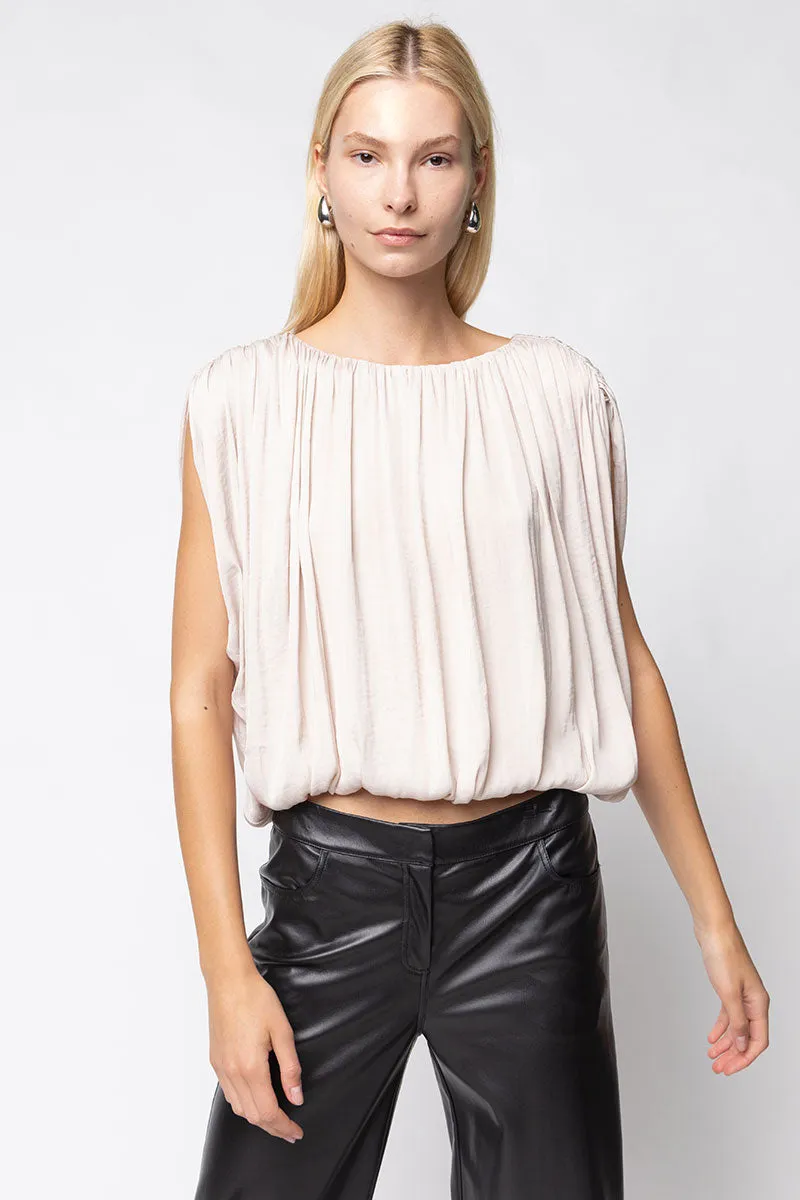 Grecian Drape Bubble Blouse