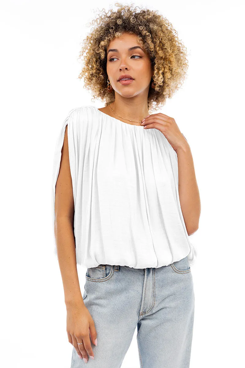 Grecian Drape Bubble Blouse