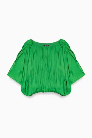 Grecian Drape Bubble Blouse