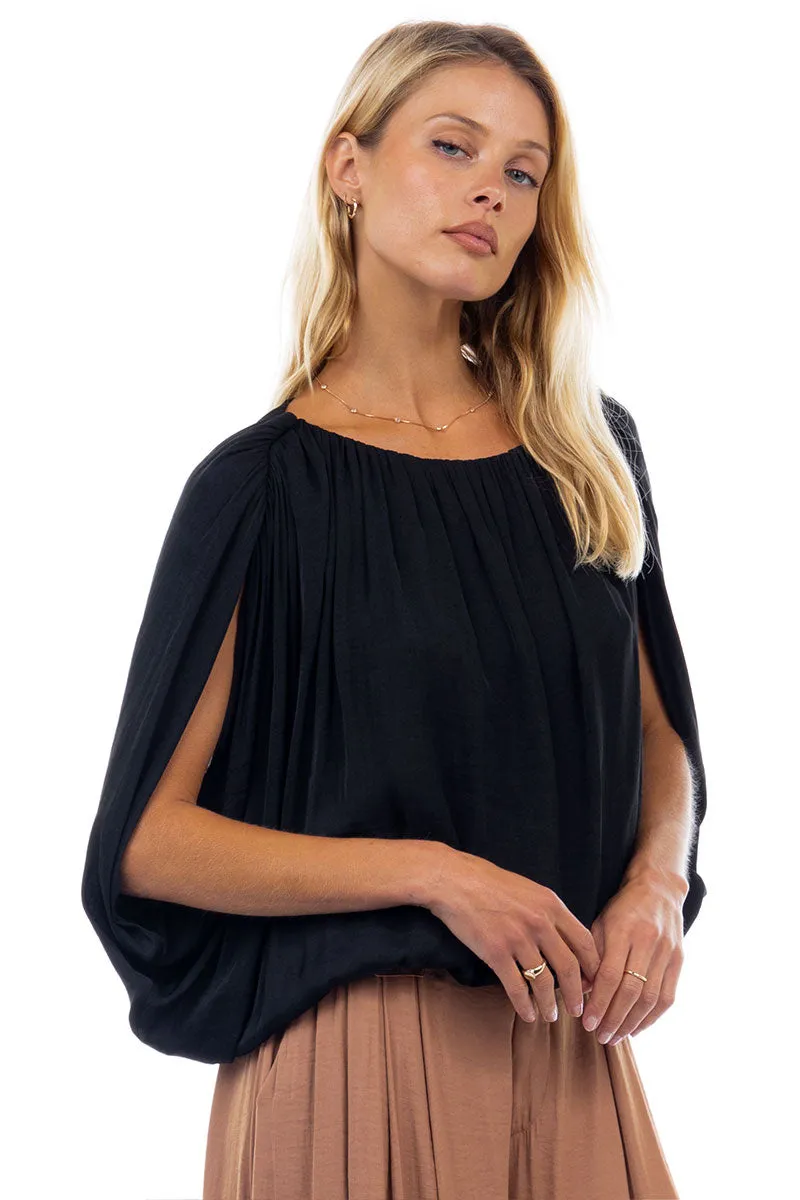 Grecian Drape Bubble Blouse