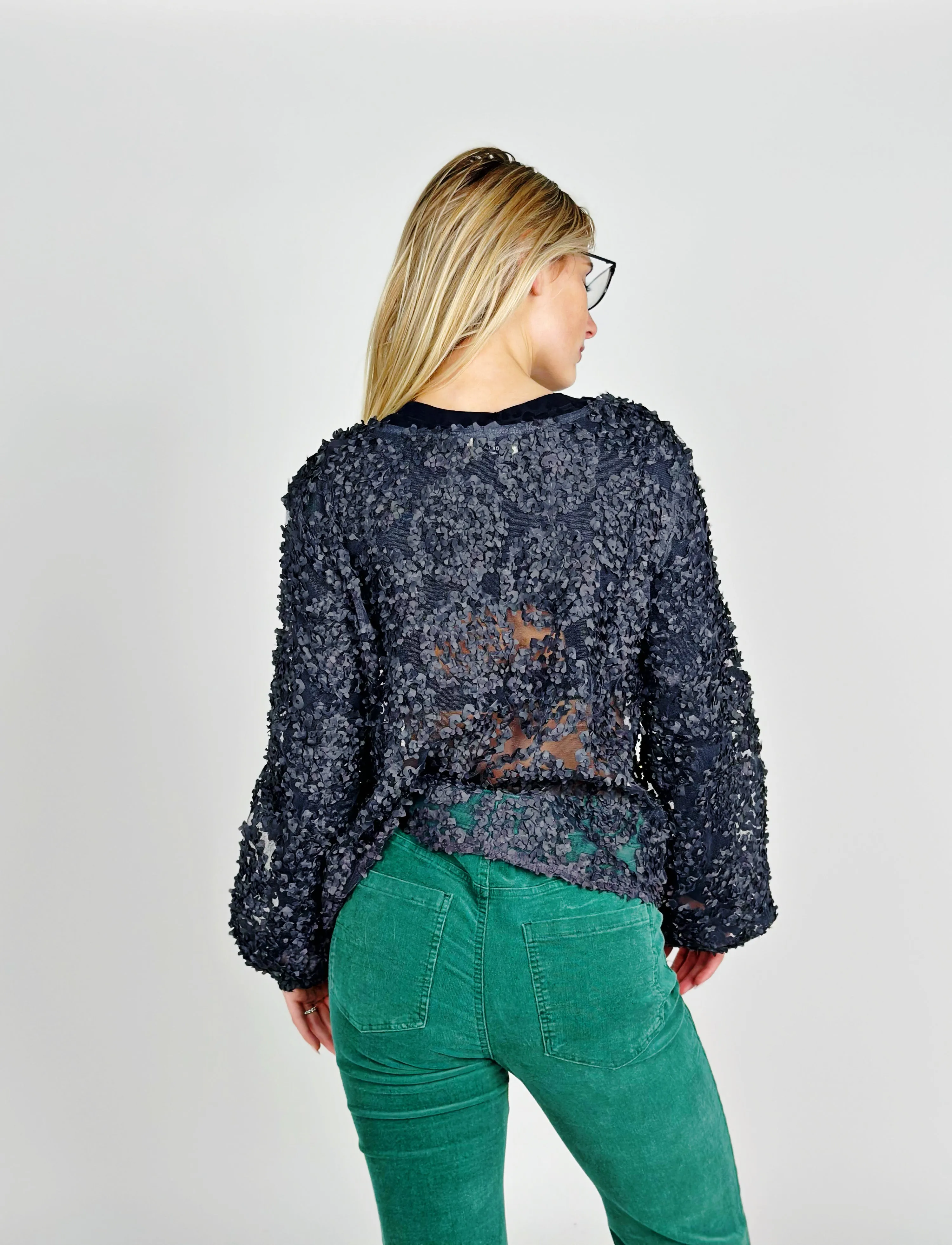Grey Fishnet Blouse