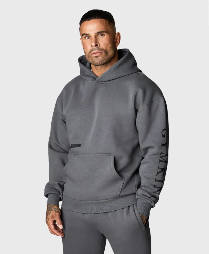 Gym King Covert Linear Logo Hoodie Dark Pewter