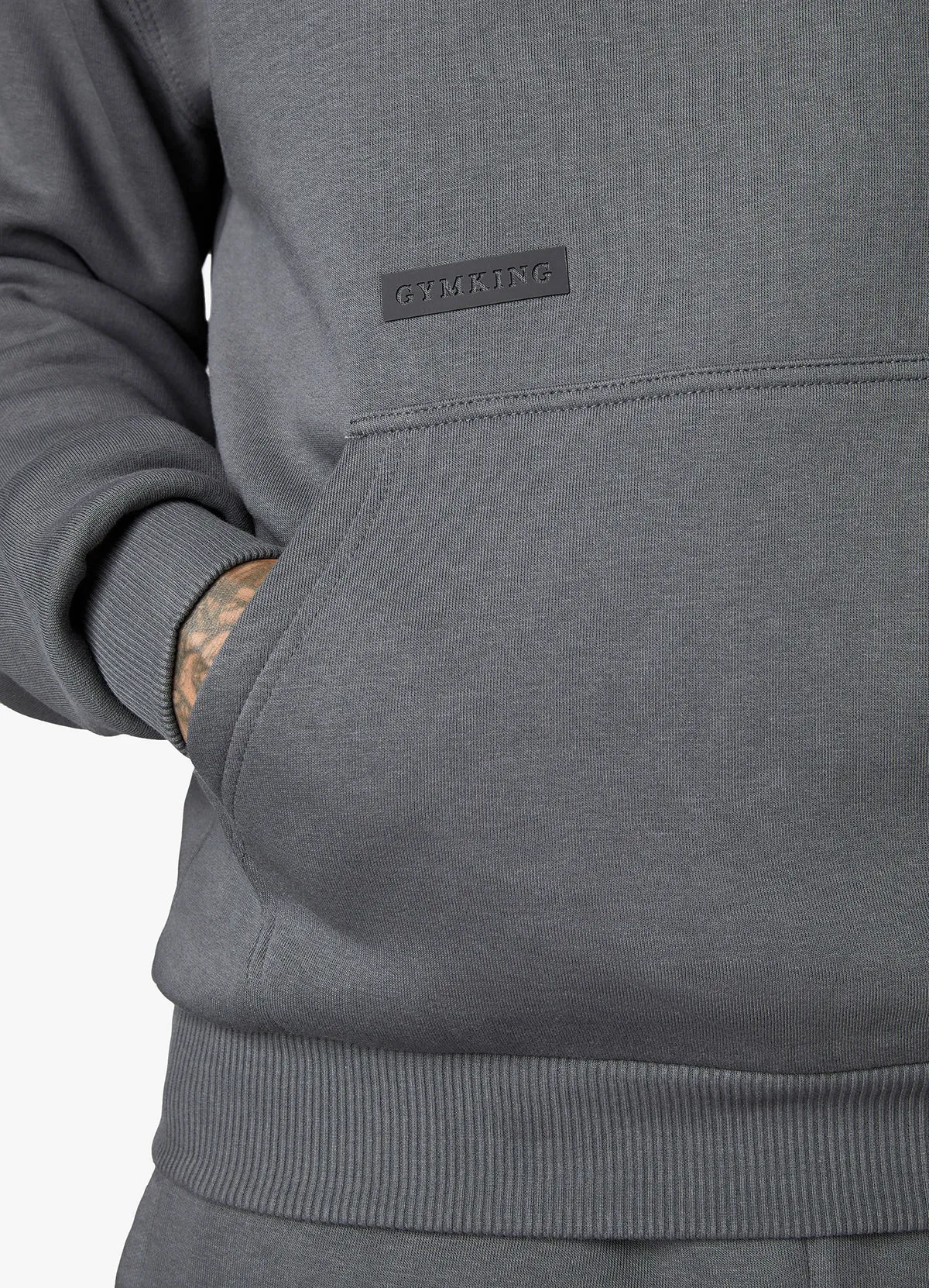 Gym King Covert Linear Logo Hoodie Dark Pewter